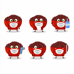 Sticker - A picture of adzuki beans cartoon design style keep staying healthy during a pandemic