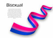 Waving ribbon or banner with Bisexual pride flag