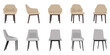 Modern beautiful chair set with different poses and color isolated