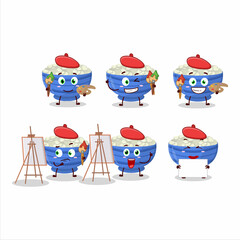 Sticker - Artistic Artist of navy beans cartoon character painting with a brush