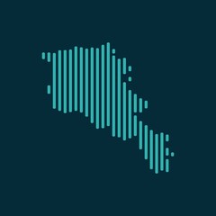 Wall Mural - Vector abstract map of Armenia with blue straight rounded lines isolated on a indigo background.