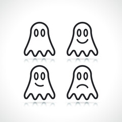 Sticker - ghost thin line icon isolated