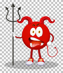 Sticker - A Red Devil cartoon character with facial expression on transparent background