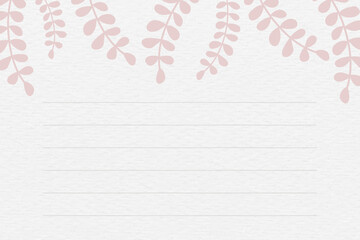Wall Mural - Pink leafy patterned note background vector