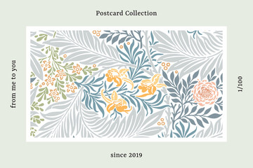 Sticker - William Morris pattern postcard vector