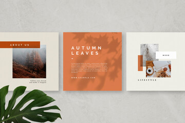 Sticker - Autumn color tone social media blog template vector