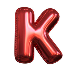 Pink metallic balloon font 3d rendering, letter K