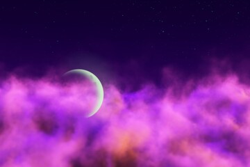 Wall Mural - Abstract background creative illustration of mystery sky with moon concept you can use for art purposes