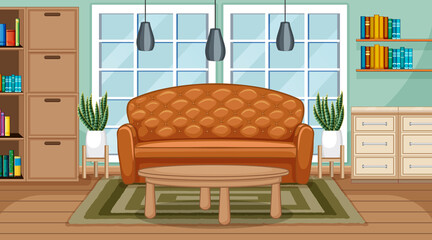 Wall Mural - Living room interior scene with furniture and living room decoration