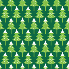 Wall Mural - Seamless Christmas tree with green color background