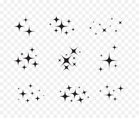 Wall Mural - Set of stars and sparkles isolated on white background. Sparkles symbols. Sparks and stars Vector illustration