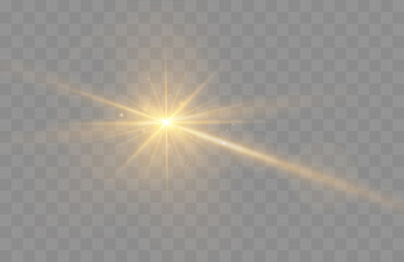 Aufkleber - Lens flare vector illustration. Glowing spark light effect isolated on transparent background.