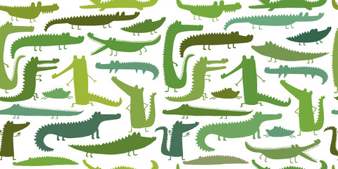 Poster - Crocodile Cute Characters. Childish Style. Seamless Pattern for your design