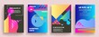 © mechkalo - Modern abstract covers set, Modern colorful wave liquid flow poster. Cool gradient shapes composition, vector covers design.