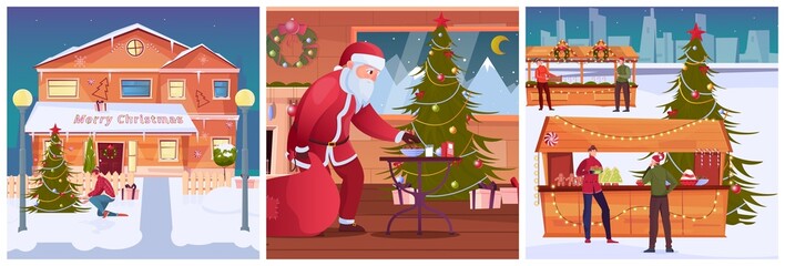 Poster - Merry Christmas Flat Design Concept