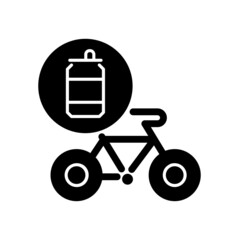 Wall Mural - Bicycles made from steel cans black glyph icon. Eco friendly manufacturing bikes. Conscious biking equipment. Use alternative material. Silhouette symbol on white space. Vector isolated illustration