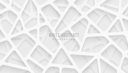 Wall Mural - Abstract White and Gray 3D geometric line overlap layers on background. Modern tech futuristic silver color design. Can use for cover template, poster, banner web, flyer, Print ad. Vector illustration