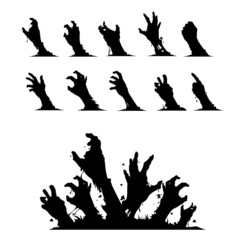 Wall Mural - zombie hands vector set