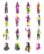 Hijab Isometric Icons