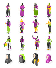 Wall Mural - Hijab Isometric Icons