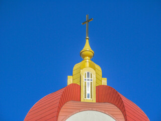 Beautiful building of the Ukrainian Christian church during the Sunday service. Ternopil, Ukraine