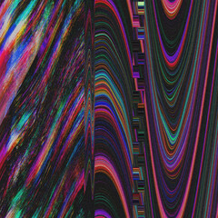 Wall Mural - glitch psychedelic background. old tv screen error. digital pixel noise abstract design. photo glitc