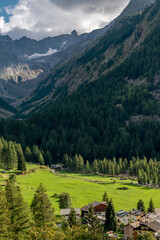 Wall Mural - Beautiful vertical view of Lillaz, near Cogne, Aosta Valley, Italy, in the summer season