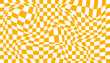Checkered background with distorted squares. Abstract banner with distortion