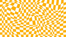 Checkered Background With Distorted Squares. Abstract Banner With Distortion