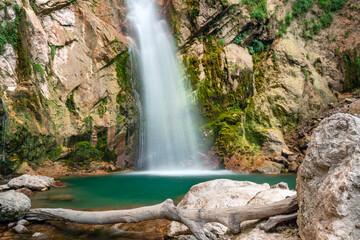 Canvas Print - Beautiful waterfall in Julian Alps