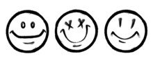 Three Graffiti Emoticons. Smiling Face Painted Spray Paint. Vector Illustration On White Background