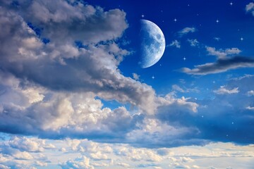 Wall Mural - crescent on the background of sunset, religion