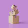 Closed delivery boxes on top of each other 3d render illustartion. Isolated objects.