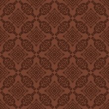 Seamless Damask Pattern With Repetitive Elements In Brown Color