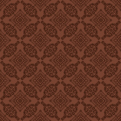 Wall Mural - Seamless damask pattern with repetitive elements in brown color