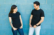Girlfriend and boyfriend with custom print t-shirts