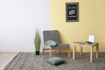 Sticker - Interior of stylish living room with comfortable chair