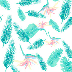  Azure Pattern Exotic. Cobalt Tropical Illustration. Gray Floral Background. White Flora Exotic. Navy Decoration Texture. Indigo Wallpaper Vintage. Blue Spring Botanical.