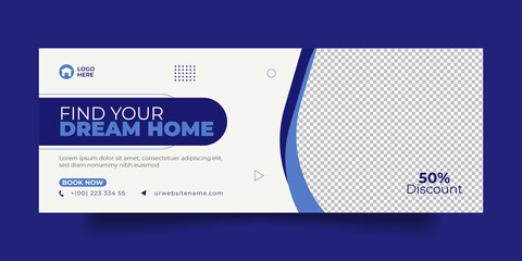 Real estate facebook cover social media post and web banner template
