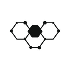 three hexagons linked and pasted a black hexagon