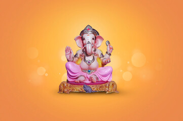 Indian Festival , Lord Ganesha Yellow Background