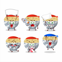 Poster - Mascot design style of parboied long grain rice character as an attractive supporter