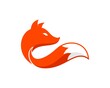 Simple fox head with tail in orange colors