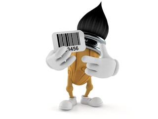 Canvas Print - Paintbrush character holding barcode