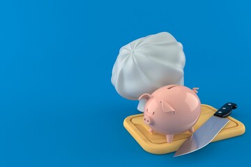 Sticker - Piggy bank with kitchen board and chef's hat