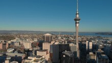 Aerial: Auckland City And Sky Tower, New Zealand