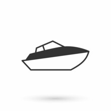 Grey Speedboat Icon Isolated On White Background. Vector