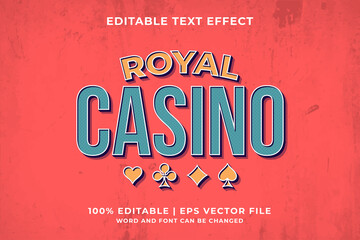 Editable text effect - Royal Casino template retro style premium vector