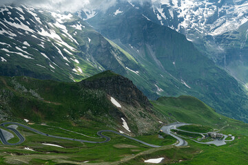 Poster - Grossglockner Austria Curvy Winding Panoramic Road in Alps Mountains.