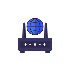 Sticker - router, internet modem icon, flat vector